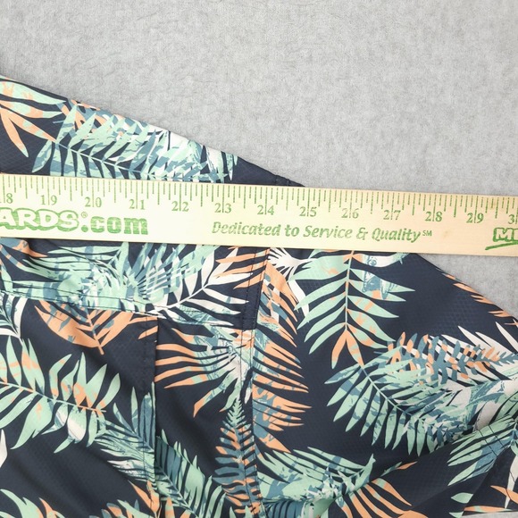 Columbia PFG Shirt Mens 5X Blue Tropical Palm Print Short Sleeve Fishing - Picture 12 of 12
